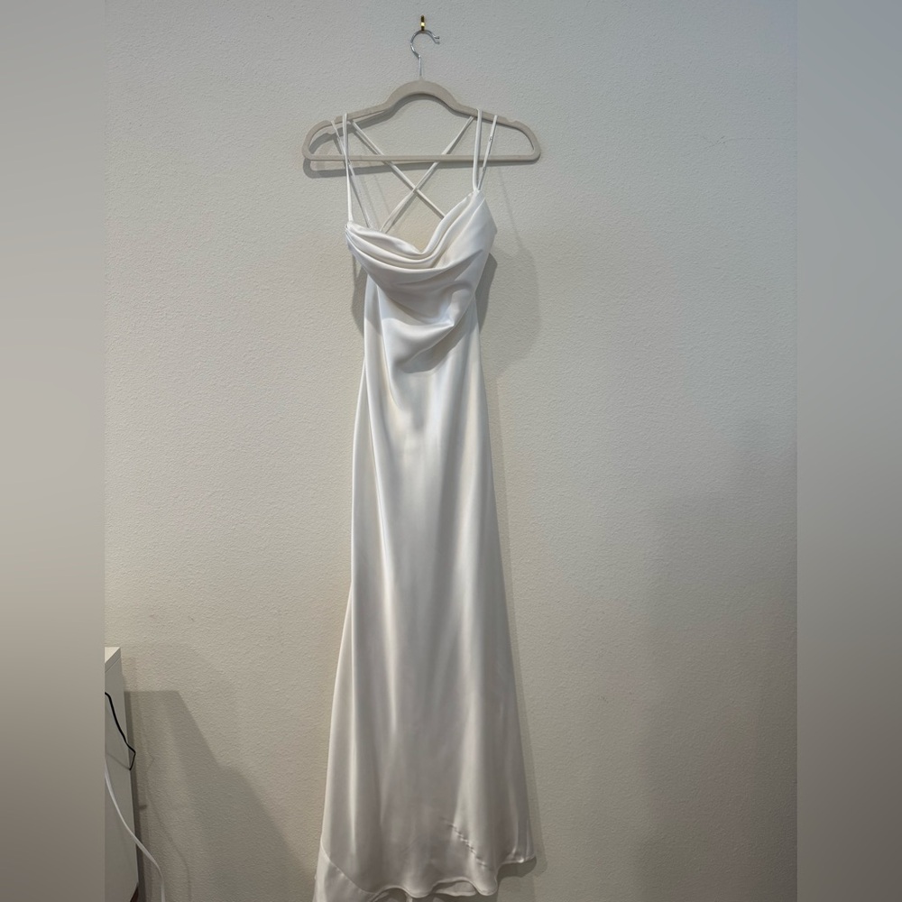 Lulu’s Silk Flowy White Dress